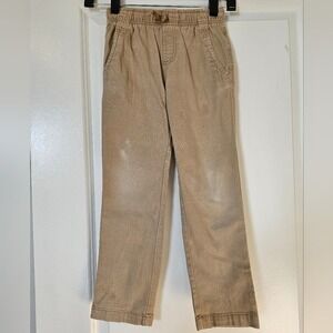 Kid's 5t‎ Khaki Straight Pants Elastic Waist Pull On School Uniform Distressed